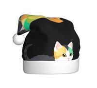 qqoupp Kitten's rainbow footprints Pattern Christmas Hat for Adult for Christmas, Halloween, New Year, sales, promotions