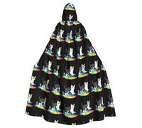 qqoupp Kitten's rainbow footprints Prints Halloween Adult Hooded Cape Super Large Hooded Cloak with Bow Tie, No Zipper