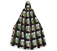 qqoupp Koala eating leaves Prints Halloween Adult Hooded Cape Super Large Hooded Cloak with Bow Tie, No Zipper
