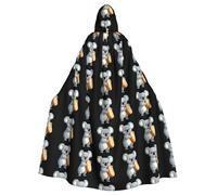 qqoupp Koala holding a big loaf Prints Halloween Adult Hooded Cape Super Large Hooded Cloak with Bow Tie, No Zipper