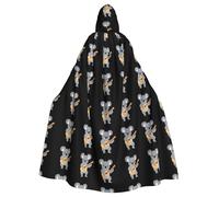 qqoupp Koala loves playing guitar Prints Halloween Adult Hooded Cape Super Large Hooded Cloak with Bow Tie, No Zipper
