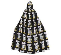 qqoupp Koala playing scooter Prints Halloween Adult Hooded Cape Super Large Hooded Cloak with Bow Tie, No Zipper