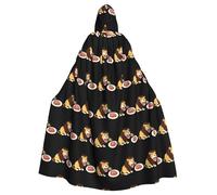 qqoupp Lion eating steak Prints Halloween Adult Hooded Cape Super Large Hooded Cloak with Bow Tie, No Zipper