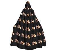 qqoupp Little bear and puppy playing together Prints Halloween Adult Hooded Cape Super Large Hooded Cloak with Bow Tie, No Zipper