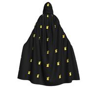 qqoupp Little bear holding little yellow duck Prints Halloween Adult Hooded Cape Super Large Hooded Cloak with Bow Tie, No Zipper