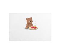 QQOUPP Little Bear spilled the jam at the picnic Prints Placemats for Dining Table Set of 6 12x18in Heat Resistant, Washable, and Durable Placemats for Kitchen, Home, Hotel