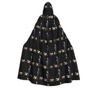 qqoupp Little boy leading a group of puppies Prints Halloween Adult Hooded Cape Super Large Hooded Cloak with Bow Tie, No Zipper