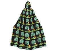 qqoupp Little boy picking flowers under the tree Prints Halloween Adult Hooded Cape Super Large Hooded Cloak with Bow Tie, No Zipper