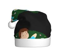 qqoupp Little boy sleeping on the grass Pattern Christmas Hat for Adult for Christmas, Halloween, New Year, sales, promotions
