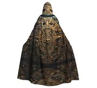 qqoupp Mayan Calendar End of The World Prints Halloween Adult Hooded Cape Super Large Hooded Cloak with Bow Tie, No Zipper