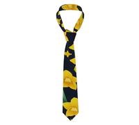 qqoupp Men's Necktie Tie Daffodil Flower Pattern Soft and Comfortable, Non-Deforming, Fade-Resistant, Flat and Crisp