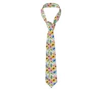 qqoupp Men's Necktie Tie Flower and Leaf Pattern Soft and Comfortable, Non-Deforming, Fade-Resistant, Flat and Crisp