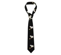 qqoupp Men's Necktie Tie Lamb riding a broom Pattern Soft and Comfortable, Non-Deforming, Fade-Resistant, Flat and Crisp