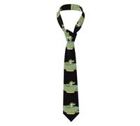 qqoupp Men's Necktie Tie Little crocodile in a teacup Pattern Soft and Comfortable, Non-Deforming, Fade-Resistant, Flat and Crisp