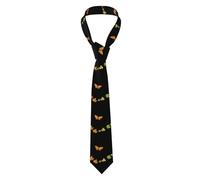 qqoupp Men's Necktie Tie Maple leaf butterfly Pattern Soft and Comfortable, Non-Deforming, Fade-Resistant, Flat and Crisp