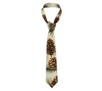 qqoupp Men's Necktie Tie pine cone border Pattern Soft and Comfortable, Non-Deforming, Fade-Resistant, Flat and Crisp
