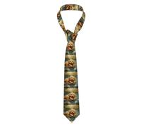 qqoupp Men's Necktie Tie Puppy Lying On The Water's Edge Pattern Soft and Comfortable, Non-Deforming, Fade-Resistant, Flat and Crisp