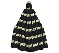 qqoupp Money and colorful flowers Prints Halloween Adult Hooded Cape Super Large Hooded Cloak with Bow Tie, No Zipper