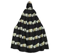 qqoupp Money ribbon chart Prints Halloween Adult Hooded Cape Super Large Hooded Cloak with Bow Tie, No Zipper