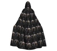 qqoupp Monkey on the back of an elephant Prints Halloween Adult Hooded Cape Super Large Hooded Cloak with Bow Tie, No Zipper