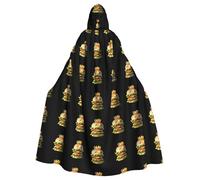 qqoupp Monster Burger Prints Halloween Adult Hooded Cape Super Large Hooded Cloak with Bow Tie, No Zipper