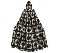 qqoupp Morning glory wreath Prints Halloween Adult Hooded Cape Super Large Hooded Cloak with Bow Tie, No Zipper