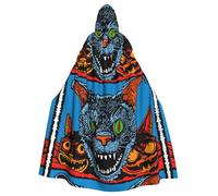 qqoupp Mouse Head Monster Prints Halloween Adult Hooded Cape Super Large Hooded Cloak with Bow Tie, No Zipper