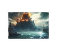 QQOUPP Mysterious City in the Sea Prints Placemats for Dining Table Set of 6 12x18in Heat Resistant, Washable, and Durable Placemats for Kitchen, Home, Hotel