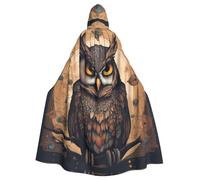 qqoupp Owl Beliefs Prints Halloween Adult Hooded Cape Super Large Hooded Cloak with Bow Tie, No Zipper