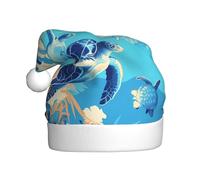 qqoupp palm trees and sea turtles diving underwater Pattern Christmas Hat for Adult for Christmas, Halloween, New Year, sales, promotions
