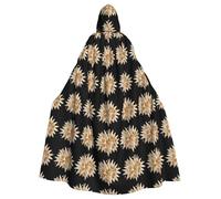 qqoupp Pearl sea urchin flower Prints Halloween Adult Hooded Cape Super Large Hooded Cloak with Bow Tie, No Zipper