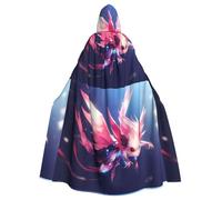 qqoupp Pink Hexagon Dinosaur Prints Halloween Adult Hooded Cape Super Large Hooded Cloak with Bow Tie, No Zipper