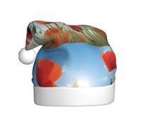 qqoupp Poppies on Blue Sky Pattern Christmas Hat for Adult for Christmas, Halloween, New Year, sales, promotions