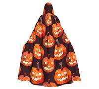 qqoupp Pumpkin Lights Prints Halloween Adult Hooded Cape Super Large Hooded Cloak with Bow Tie, No Zipper