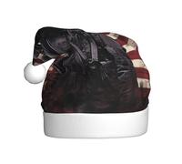qqoupp Red Line Firefighter USA Flag Pattern Christmas Hat for Adult for Christmas, Halloween, New Year, sales, promotions