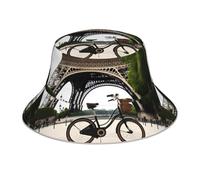 qqoupp Reflective Bucket Hat Eiffel Tower Bike Prints for Unisex Men and Women Lightweight, Breathable, Foldable Black