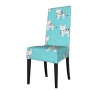 qqoupp Removable dining chair cover Cute White Tiger Pattern soft and comfortable for banquet and ceremony restaurant chairs