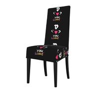 qqoupp Removable dining chair cover Love you with all your heart Pattern soft and comfortable for banquet and ceremony restaurant chairs
