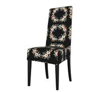 qqoupp Removable dining chair cover Morning glory wreath Pattern soft and comfortable for banquet and ceremony restaurant chairs