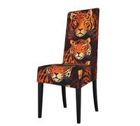 qqoupp Removable dining chair cover Orange Tiger Leopard Pattern soft and comfortable for banquet and ceremony restaurant chairs
