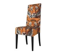 qqoupp Removable dining chair cover Orange Tiger Leopard Pattern soft and comfortable for banquet and ceremony restaurant chairs