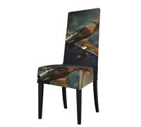 qqoupp Removable dining chair cover War plane Pattern soft and comfortable for banquet and ceremony restaurant chairs