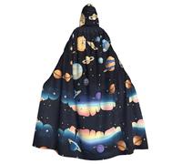 qqoupp Saturn Jupiter Earth Prints Halloween Adult Hooded Cape Super Large Hooded Cloak with Bow Tie, No Zipper