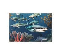 QQOUPP Sharks under the sea Prints Placemats for Dining Table Set of 6 12x18in Heat Resistant, Washable, and Durable Placemats for Kitchen, Home, Hotel