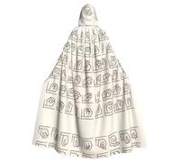 qqoupp Sign Language Alphabet Prints Halloween Adult Hooded Cape Super Large Hooded Cloak with Bow Tie, No Zipper