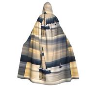 qqoupp Smooth sailing Prints Halloween Adult Hooded Cape Super Large Hooded Cloak with Bow Tie, No Zipper