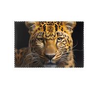 QQOUPP The deep-eyed leopard Prints Placemats for Dining Table Set of 6 12x18in Heat Resistant, Washable, and Durable Placemats for Kitchen, Home, Hotel