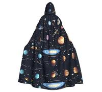 qqoupp The Solar Family Prints Halloween Adult Hooded Cape Super Large Hooded Cloak with Bow Tie, No Zipper