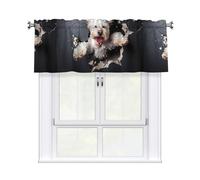 qqoupp Valance rod short curtain 54x18in Puppy breaks down wall Pattern home decoration soft touch light blocking for kitchen bathroom window