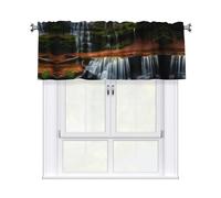 qqoupp Valance rod short curtain 54x18in Waterfall View Pattern home decoration soft touch light blocking for kitchen bathroom window